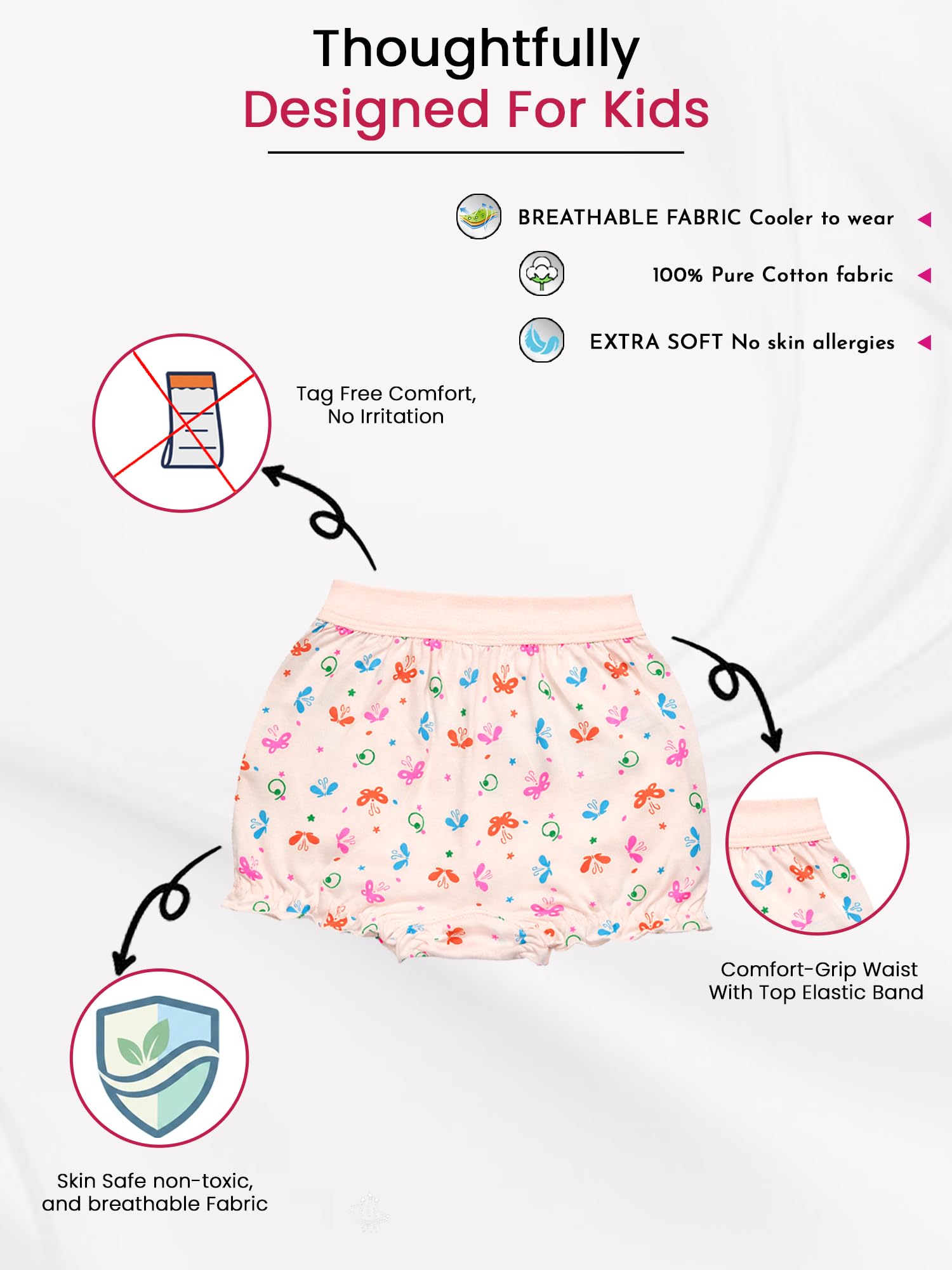 BODYCARE Unisex Bloomers Pack of 6 | Cotton Spandex Breathable Ultra Soft Stretchable | Skin Friendly, Tagless Comfort | Ideal for School 1