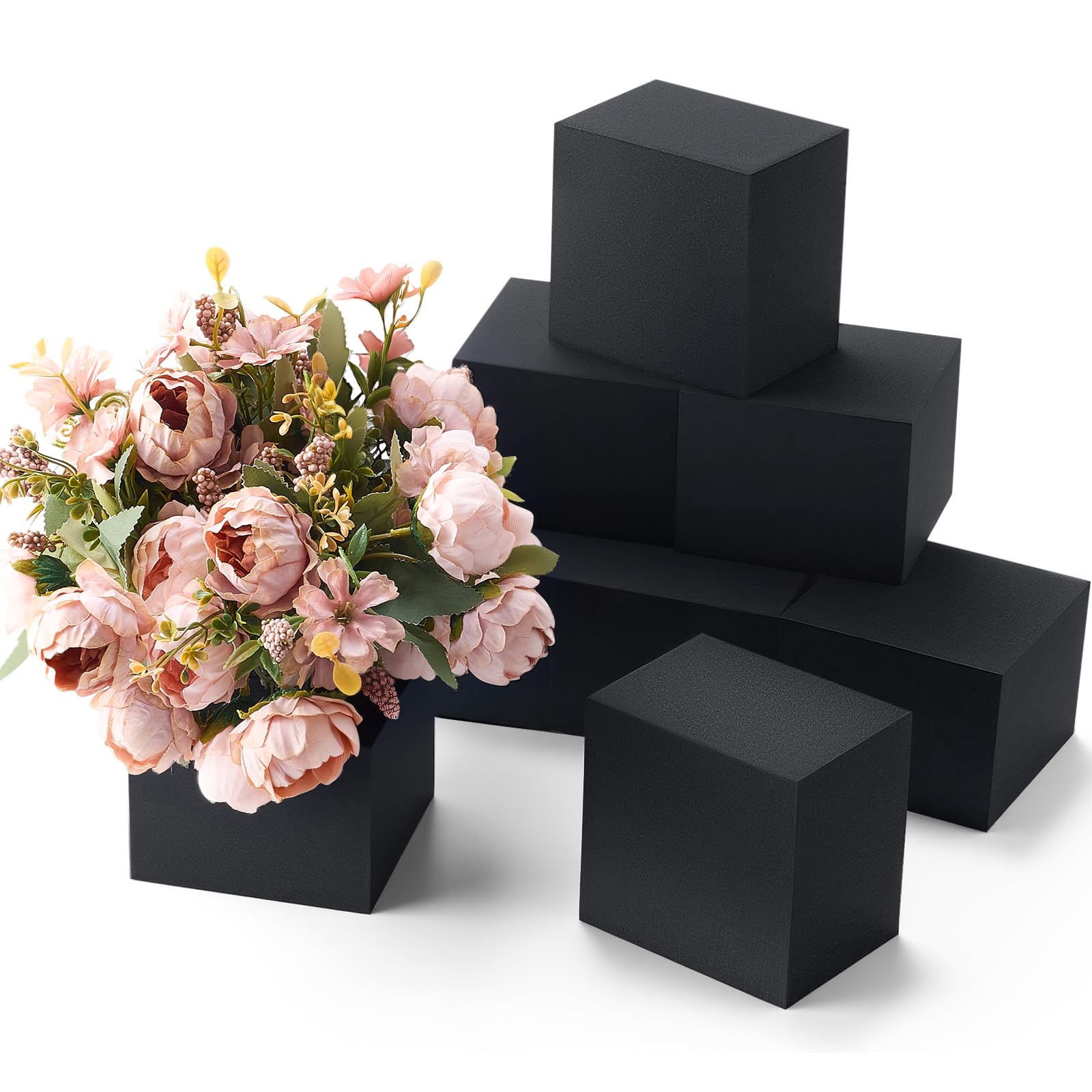 Lallisa 8 Pcs Black Reusable Floral Foam Blocks, 4 x 4 x 3''