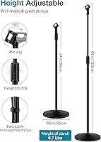 Vista 3 de InnoGear Mic Stand, 2 Pack Microphone Stand Floor Detachable Boom Mic Arm Stands with Weighted Base, Height Adjustable from 34" to 60" for Blue Yeti