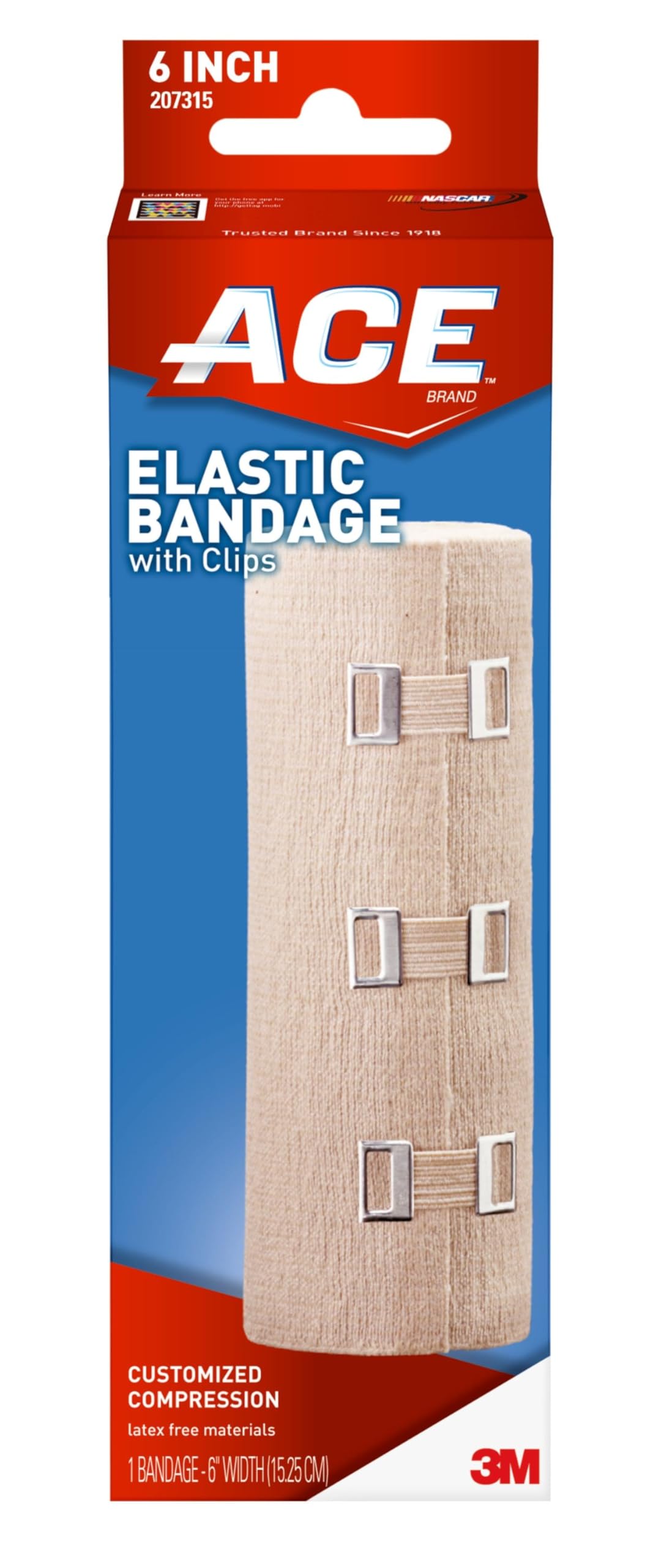 ACE-207315 6" Elastic Bandage with Clips, Beige-6 Inch (Pack of 1)