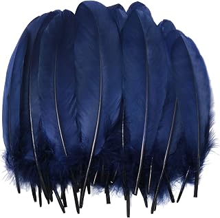 Natural Goose Feather LUORNG 100PCS 5.9-7.9inch / 15-20 cm Beautiful Navy Blue Goose Feathers for DIY Craft Projects Clothing and Hats
