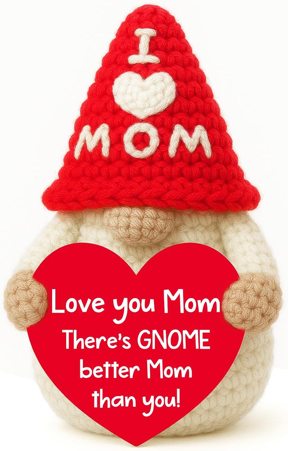Christmas Stocking Stuffers Gifts for Mom from Daughter Son, Handmade Crochet Gnome, Mothers Day Birthday Xmas Presents for Mother Mama Bonus Moms Mother in Law - I Love You Gifts for Moms