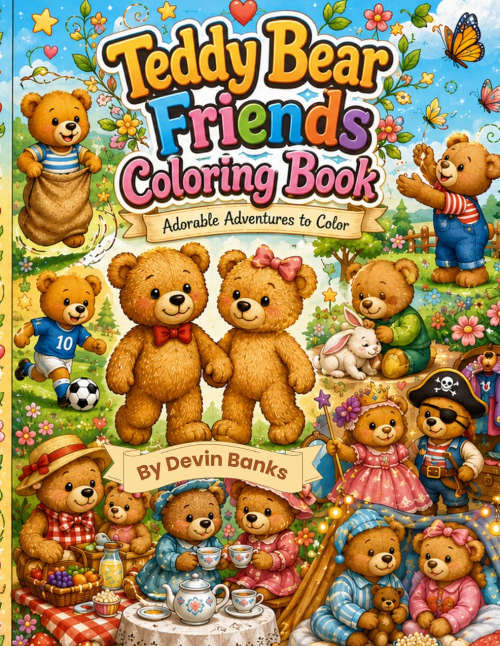 Teddy Bear Friends Coloring Book: Adorable Adventures to Color (Adorable Animal Friends Coloring Books)