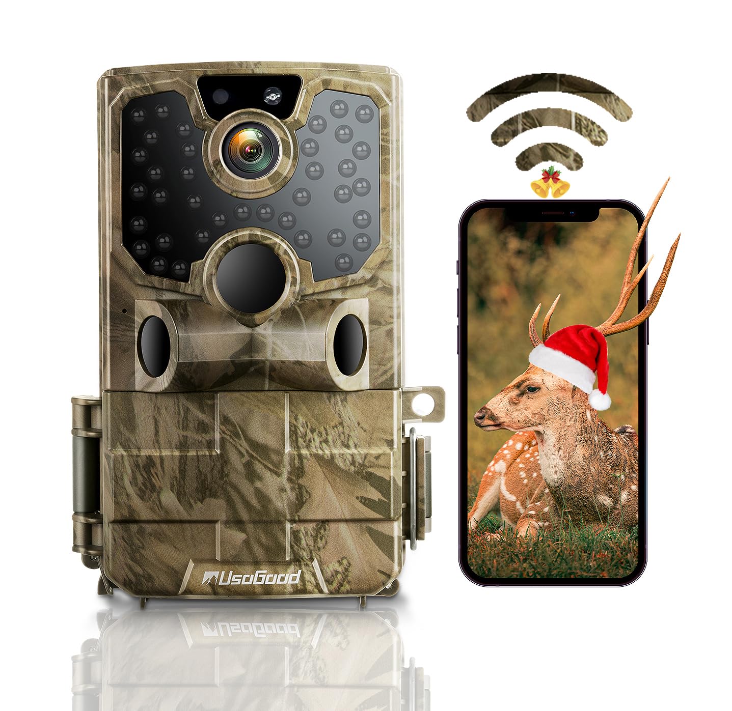 usogoodWildlife Camera WiFi 4K 30fps 48MP Trail Camera Bluetooth with Night Vision Motion Activated - IP66 Waterproof Hunting Camera 120° PIR Range, APP Trail Cam for Outdoor Deer Monitoring