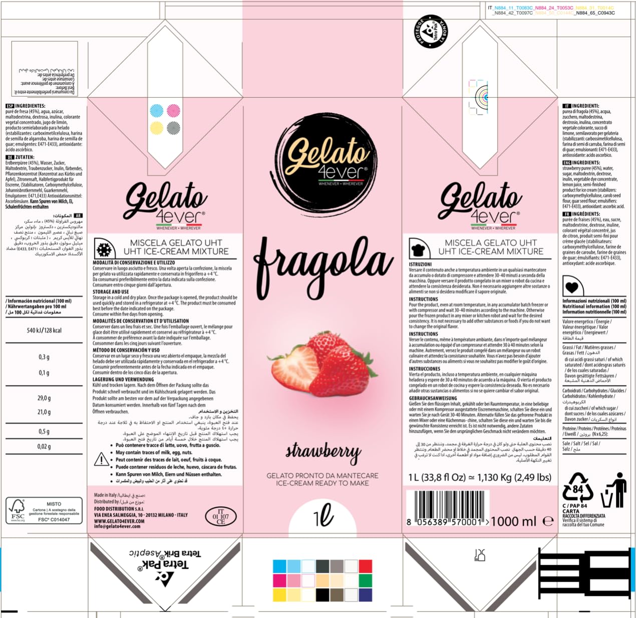 Gelato 4ever - Preparato per Gelato Pronto da Mantecare, Bundle da 4, Facile da Preparare, Compatibile con Tutte le Macchine per Gelati Come Ninja Creami, Magimix, HKoenig, 1L per Brick, Made in Italy