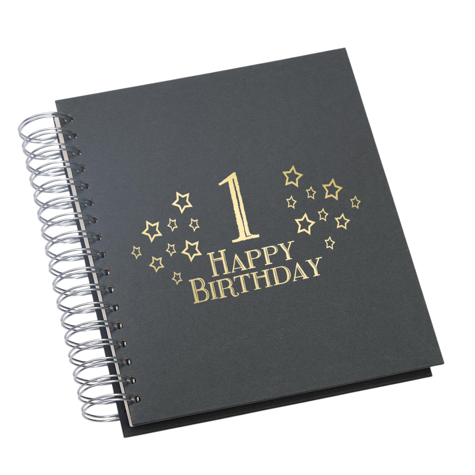 Large 1st Birthday Photo Album Memory Keepsake, Stars Design, Multiple Colour Options, Fits 6x4 or 5x7 Photos (Black, 4 x 6 Inch)