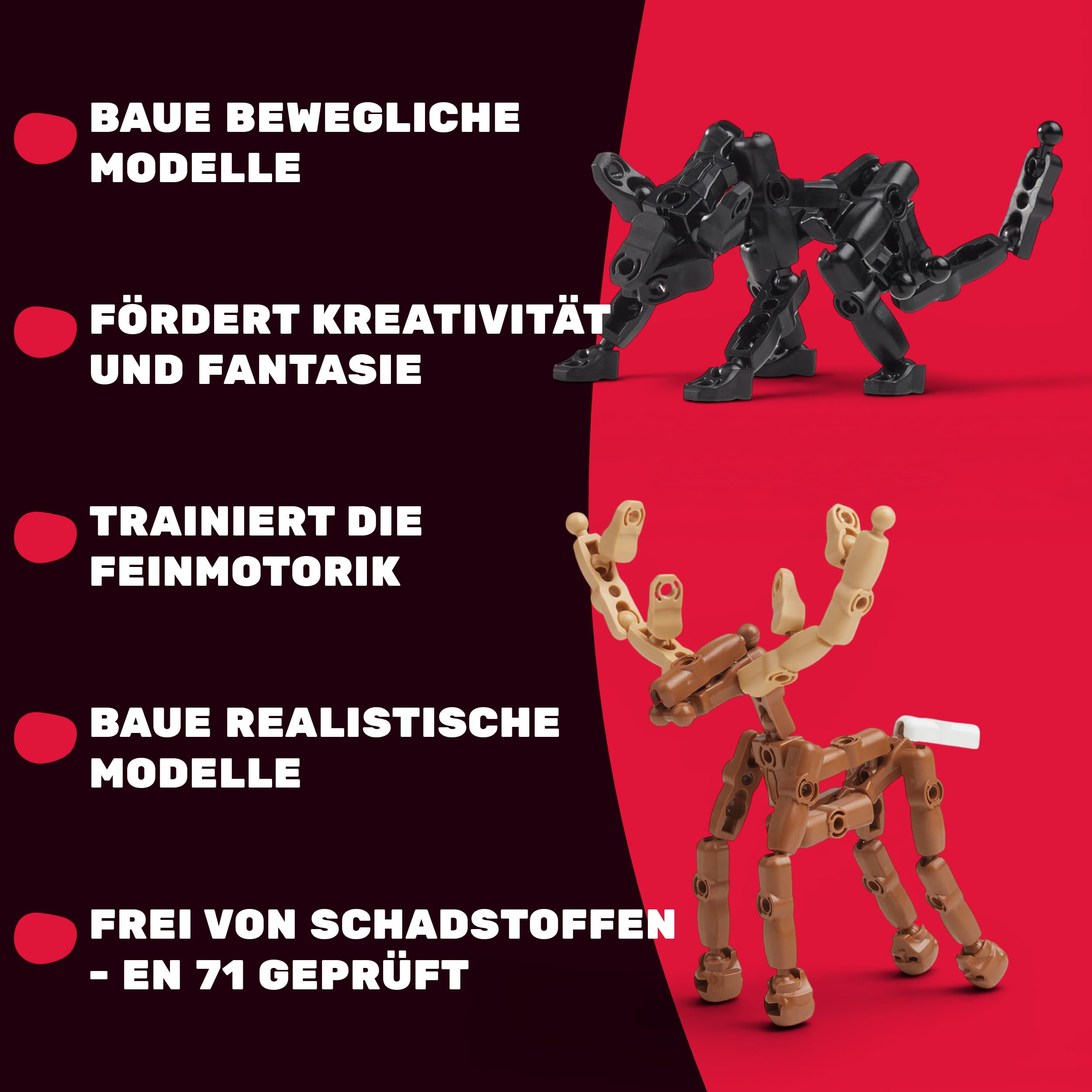 MakerZ Konstruktionsspielzeug für Kinder ab 5 Jahren - Kreativ-Bausteine mit verschiedenen Form-Elementen für 2D & 3D, STEM Lernspielzeug, Made in Denmark, BPA-FREI (270)