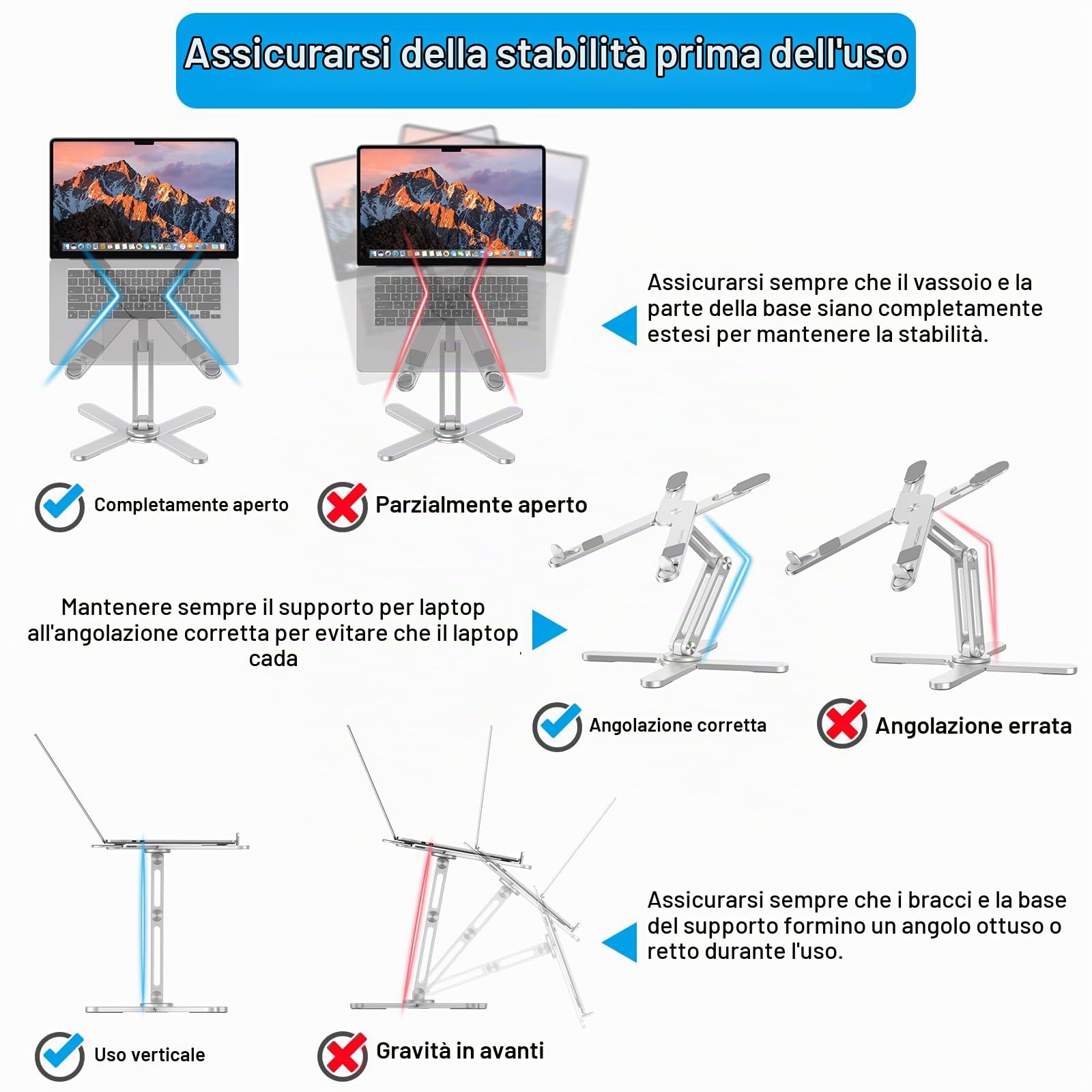 OMOTON Supporto pieghevole per computer portatile con base rotante a 360°, supporto ergonomico per laptop per lavoro collaborativo, adatto a tutti i laptop fino a 16", argento