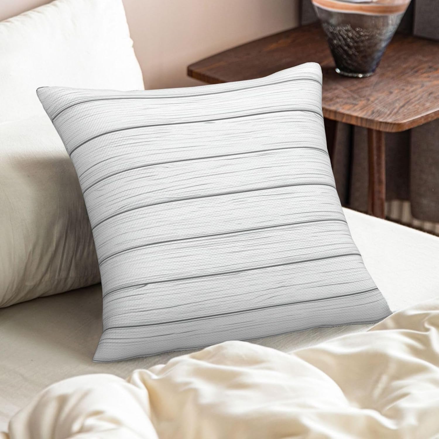 KiuLoam Modern White and Gray Wood Grain Print Pillow Covers 22x22 Inch Set of 2 Rustic Decorative Throw Pillows Outdoor Neutral Farmhouse Cushion Cases for Sofa Couch Bed Decor