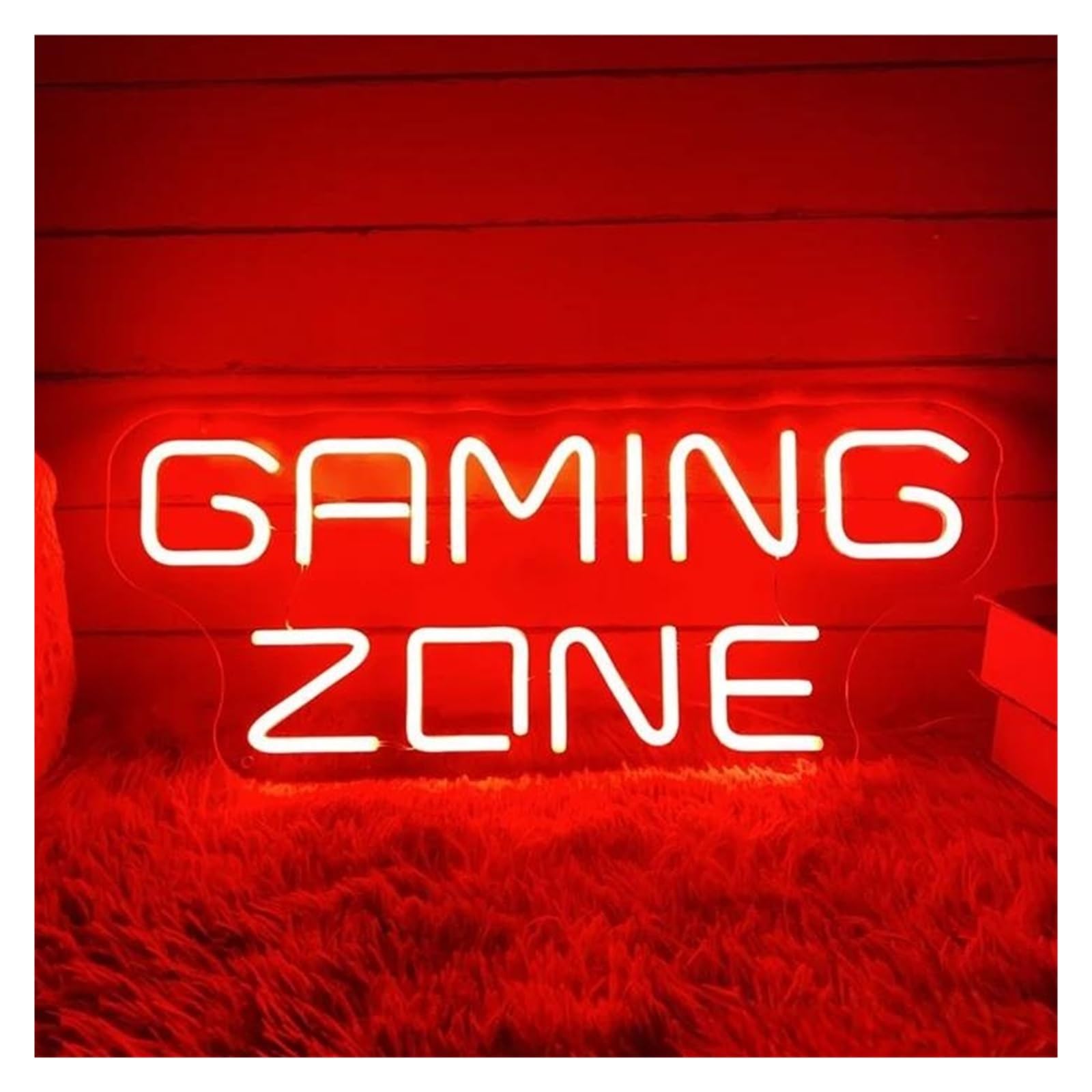 Insegna al Neon LED Gaming Zone Insegna Al Neon LED Decorazione Da Parete Per Sala Giochi Casa Camera Da Letto Decorazione Della Stanza Insegna Illuminata Lampada 40cmx17cm(Rosso)