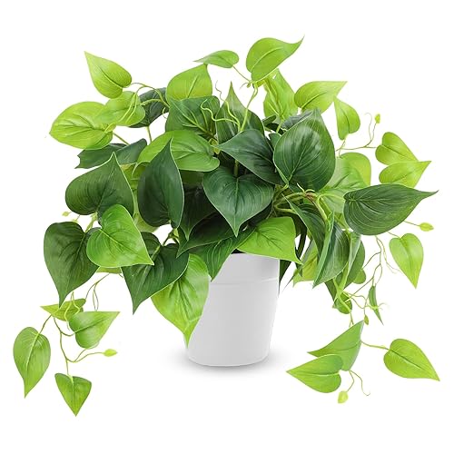 CEWOR Artificial Plants Fake Pothos with Plastic Pot Artificial Potted