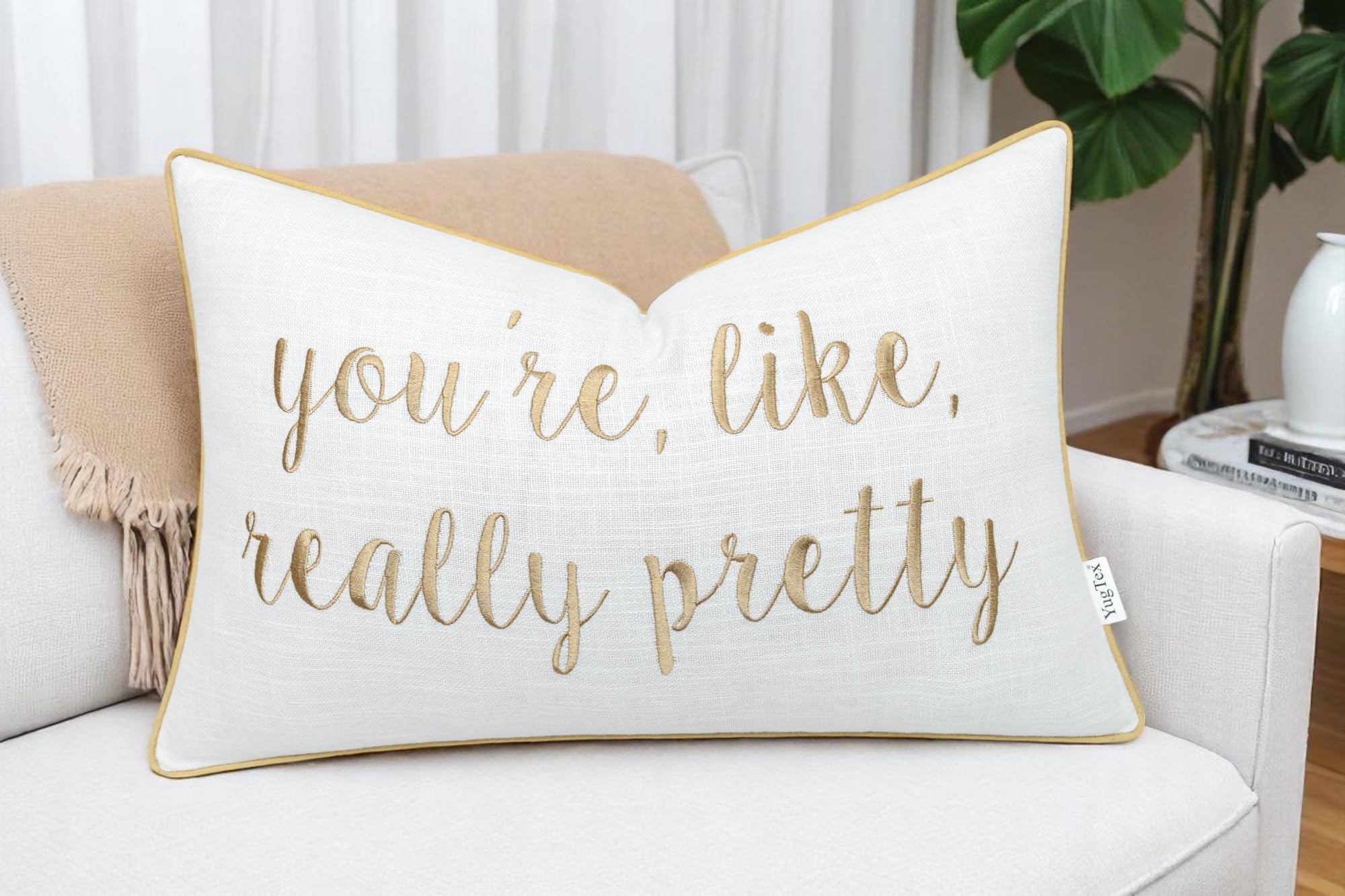 Funda de almohada romántica para pareja, sentimiento de amor, bordado, refranes decorativos, decoración de frase realmente bonita para boda, aniversario, San Valentín, 12 x 20 pulgadas, color