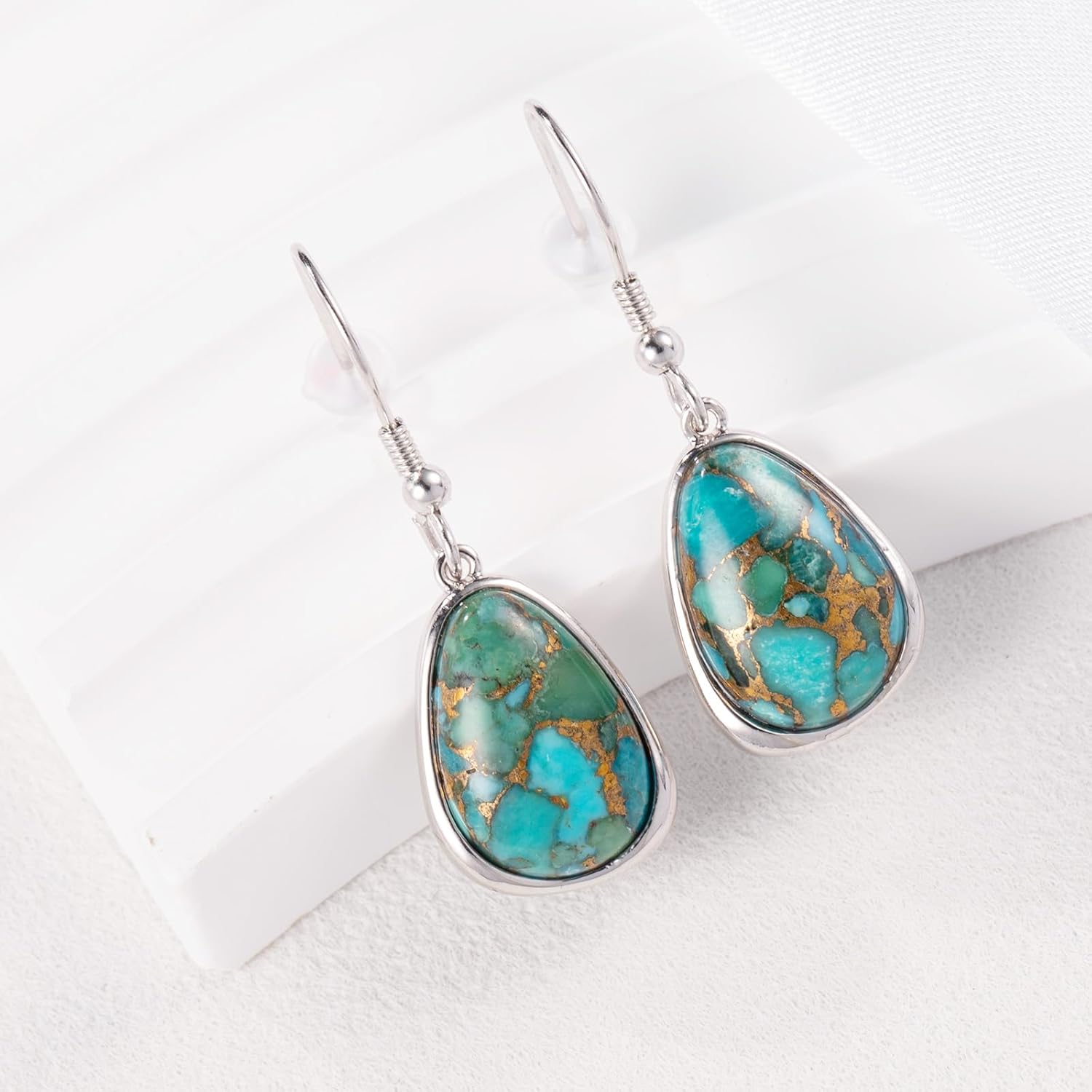 Turquoise Earrings for Women Western Jewelry for Women 925 Sterling Silver Dangle Drop Earrings Boho Western Vintage Jewelry for Gift - Image 5