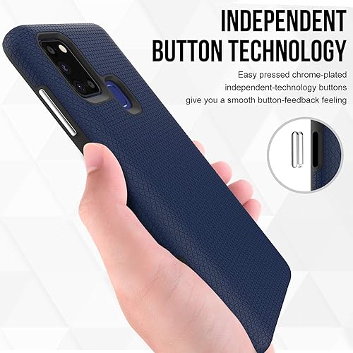Miniatura 3 de Funda para Samsung Galaxy A21S, doble capa, agarre mejorado, arañazos, textura rígida, botón independiente (azul marino)