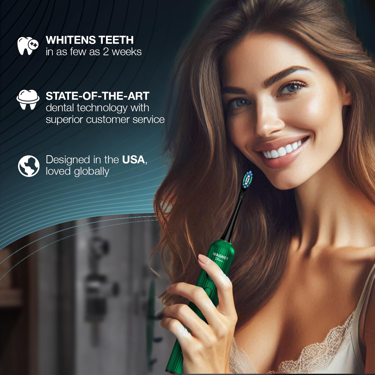 Wagner Stern VibroWave Plus Oscillation & Vibration Sonic Spazzolino Elettrico con 4 Testine Spazzolino da denti Impermeabile IPX7