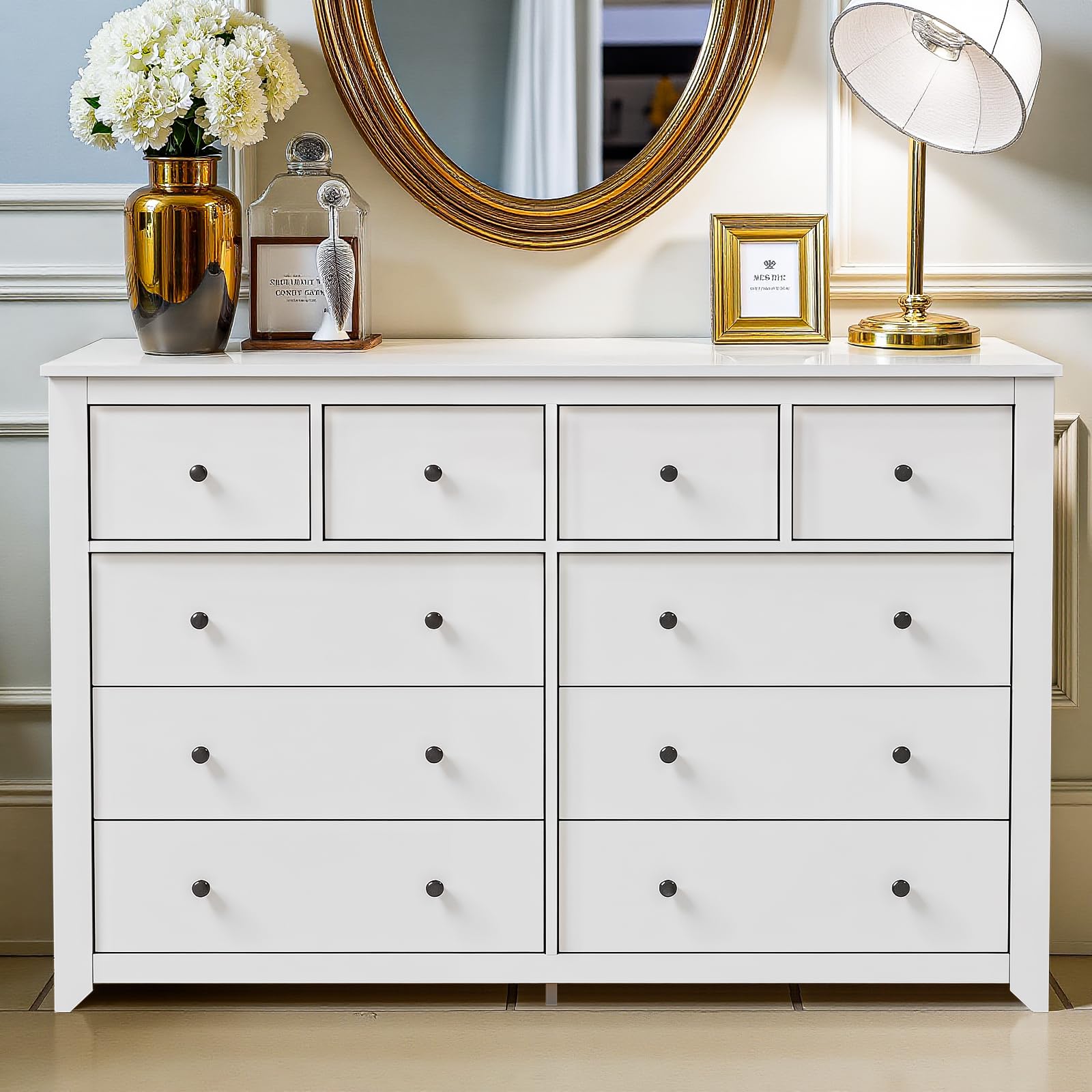 Amazon.com: Mixcous White 10 Drawer Dresser, 52