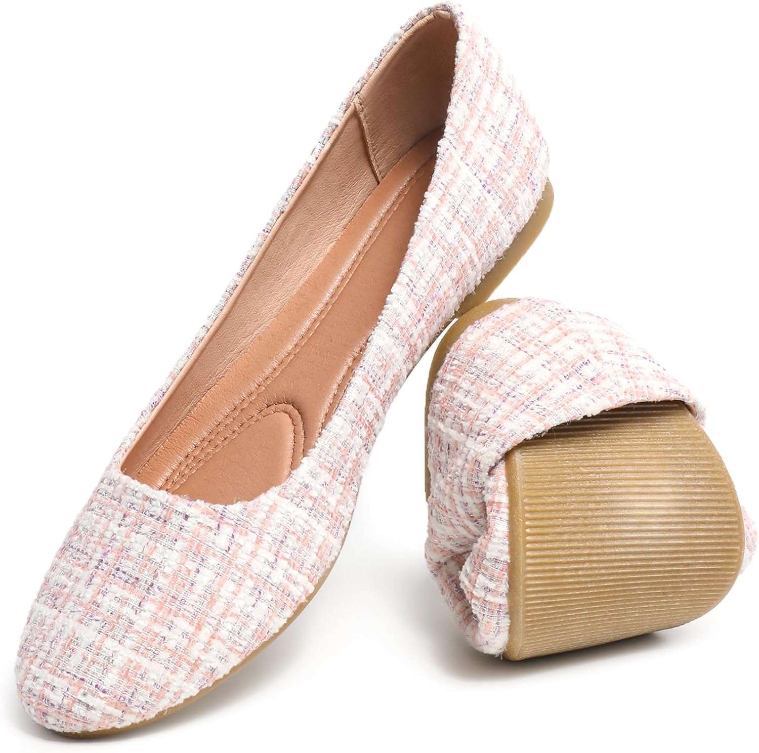 HEAWISH Women’s Round Toe Flats Shoes Ballet Flats Dressy Comfortable White Green Flats for Women