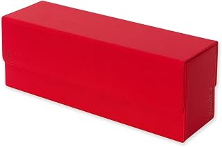 Vault X Exo-Tec Storage Box with Removable Magnetic Lid, Card Dividers and Sponge Fillers - Large Capacity Holder to Organize and Store Deck Boxes and Loose TCG, CCG, Gaming or Sports Card Collections (Red)