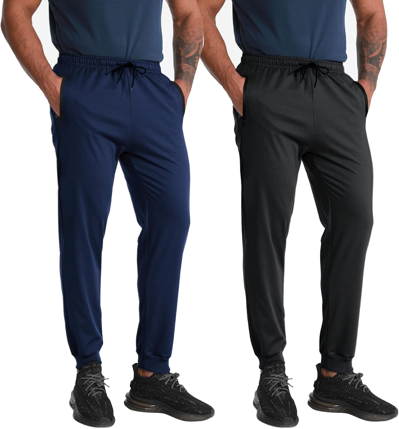 BUYJYA Men's Sweatpants,2 Pack Set Jogger Pants with Pockets,Workout Pants Suitable for Jogging Yoga Gym Casual Daily