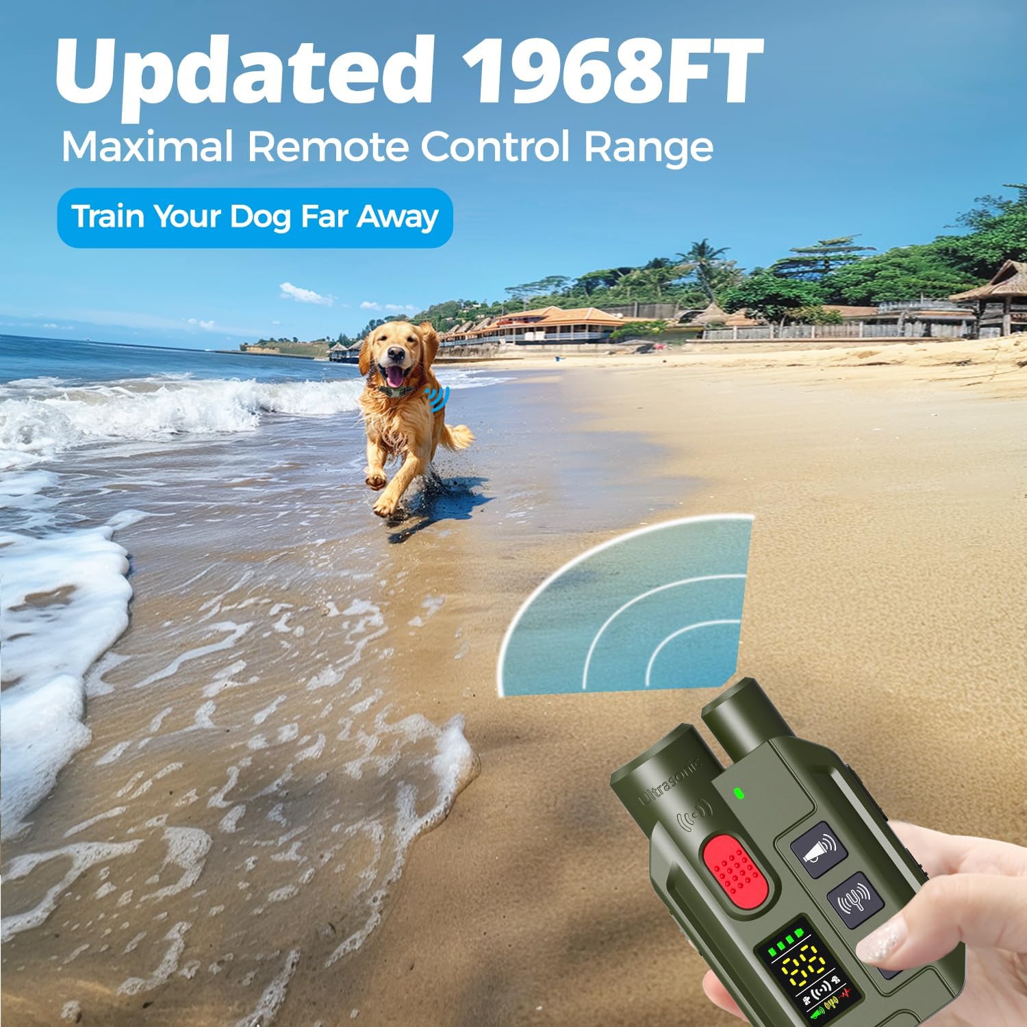 Dogs Training Collar, 1968FT Dog Training Collar with Remote, IP67 Waterproof Rechargeable Collar with 4 Training Modes (Beep&Vibration but fully Safe for Pets) for Small Medium Large Dogs (Pack of 2)