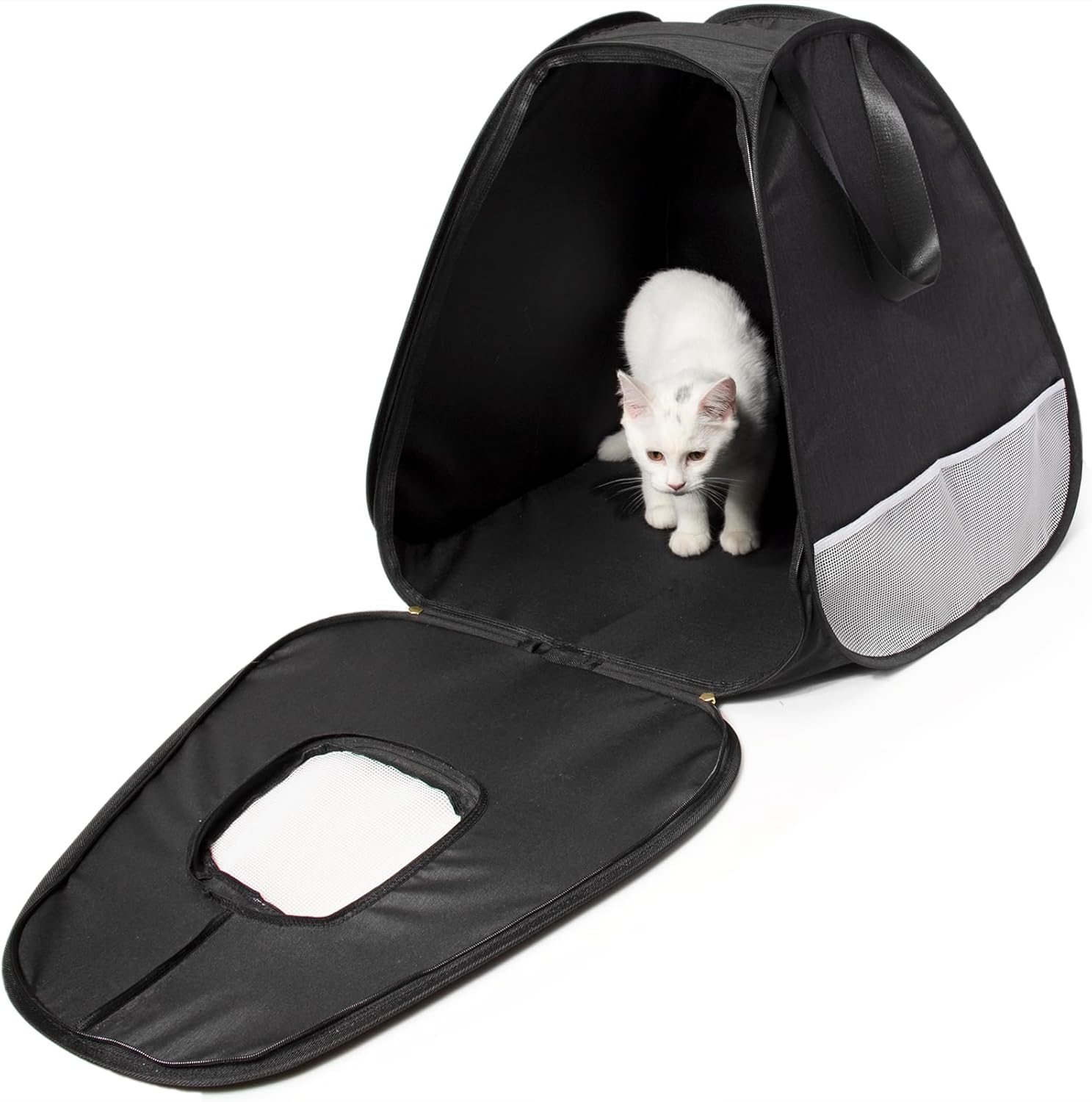 Large Portable Upgrade Travel Cat Litter Box,Leak-Proof, Lightweight, Foldable Cat Playpen (Black, 17.7" Lx17.7 Wx19.6 H