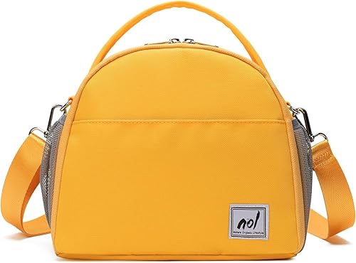 NOL Natural Organic Lifestyle Bolsa de almuerzo aislada para mujer, de nailon, impermeable, ligera, organizadora (amarillo tierra)