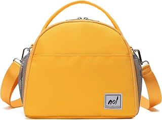 Lunch Bag Insulated Cooler Bag for Women Nylon Waterproof Lightweight Lunch Box Organiser (Earth-yellow)