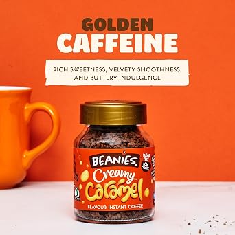 Beanies Flavoured Instant Coffee Variety Pack - 6 x 50g jars - Creamy Caramel, Nutty Hazelnut and Very Vanilla