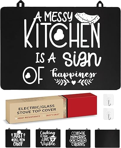 Miniatura 8 de TYEMUI Cubierta superior para estufa de vidrio y fundas para huecos de estufa, impermeable, resistente al calor, combo de protector para estufa de