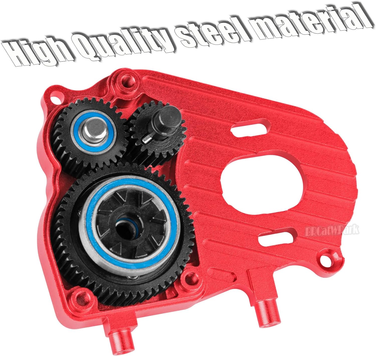 Aluminum Gearbox Complete Transmission Case w/Gear Upgrades Part for 1/10 SCX10-AXI03004 Capra 1.9 UTB RC Crawler Car,(Black-Red)