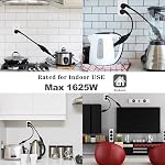 1FT Cordon d'extension de puissance courte avec prise plate- Black Low Profile Flat Plug Short 3Prong Cord d'extension intérieur à la terre,1625W 16AWG AC Cord d'extension d'appareils ménagers de petite taille avec tête plate