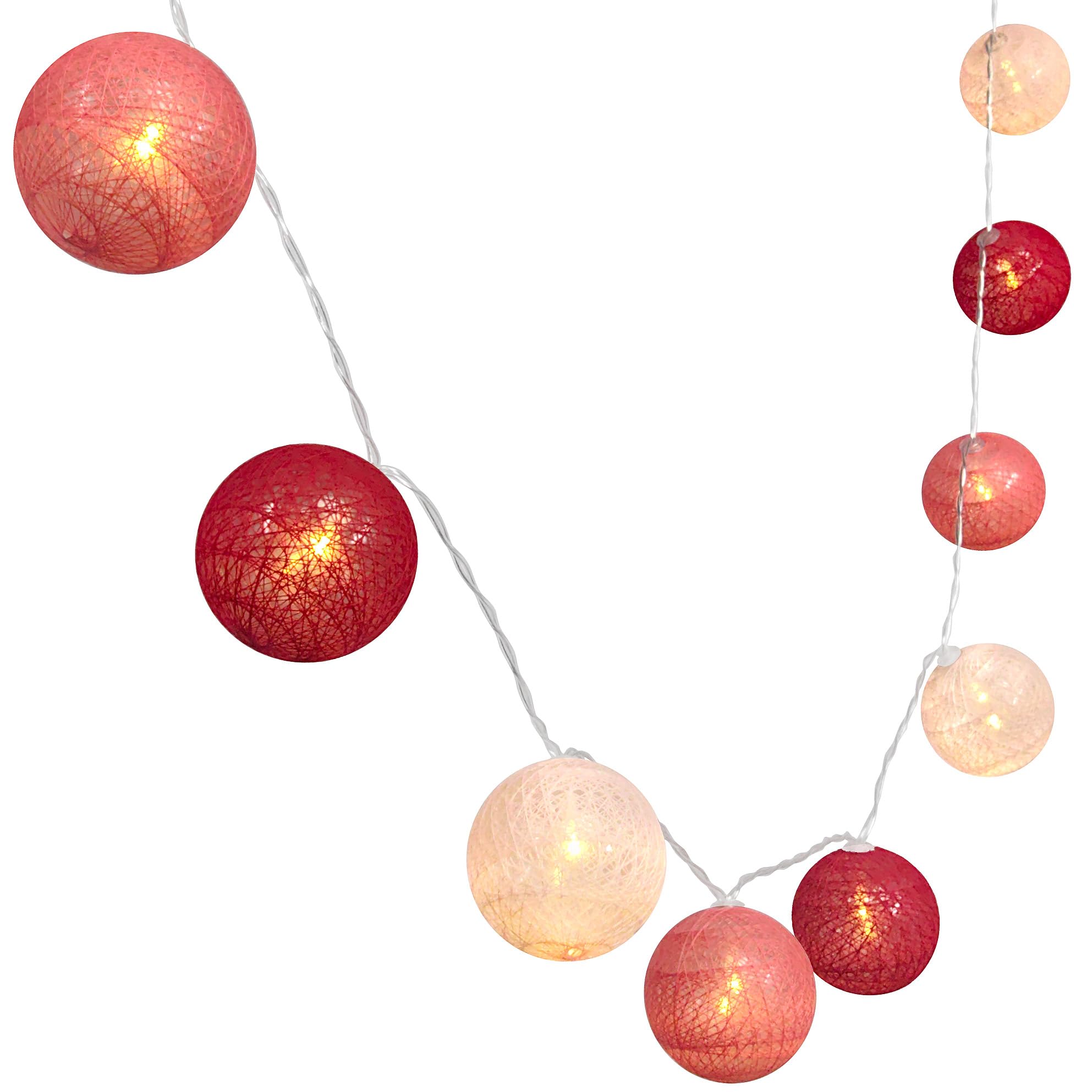 Gardeningwill 3M/10Ft 30 Red White Ball LED Battery Operated String Fairy Light