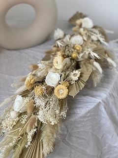 Palm Spear Moongate Decoration Cream and Natural Flowers Arch Decoration Decor, Wedding Arch Decor, Backdrop Decor for Home and Wedding(White) Garland for Table Centerpiece Holiday Party Weddi