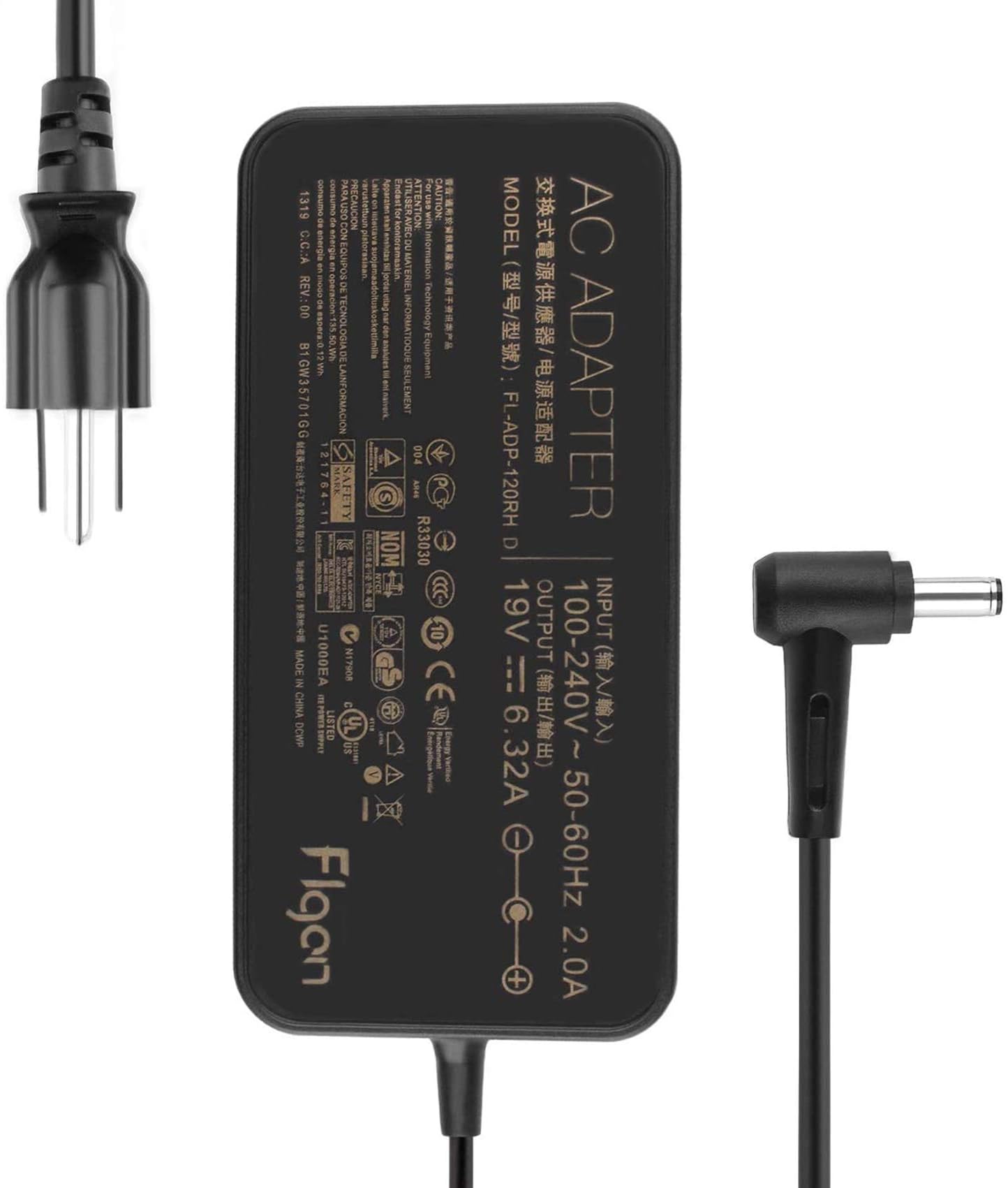 Flgan 120W Charger ac Adapter for Asus q535u q535ud q536fd q536f x570zd ux550vd ux550ve g501vw ux501vw n501vw g501jw ux501jw nx500jk ux51vx pu551j K570UD K570U K570 FX570 FX570UD FX570U X570UD X570U