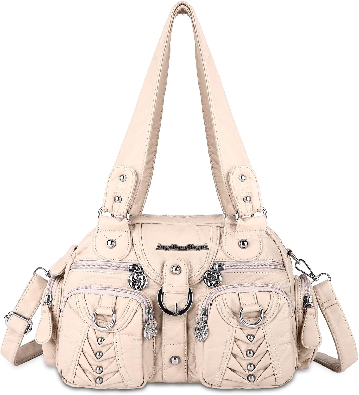 Angelkiss - Bolsa pequeña para mujer, de cuero vegano lavado suave, con múltiples bolsillos, bolsos de hombro y monederos, bolso de moda