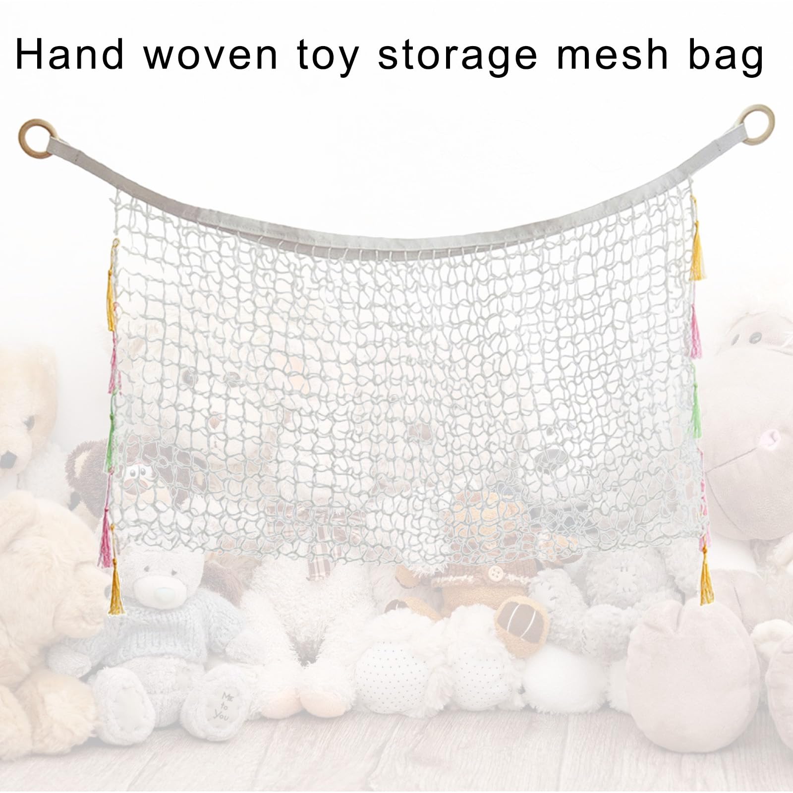 WEISUYUUS Playroom Storage Net Macrames Toy Hammock Stuffed Animals Storage Net for Bedroom or Nursery Corner Hanging Organizers