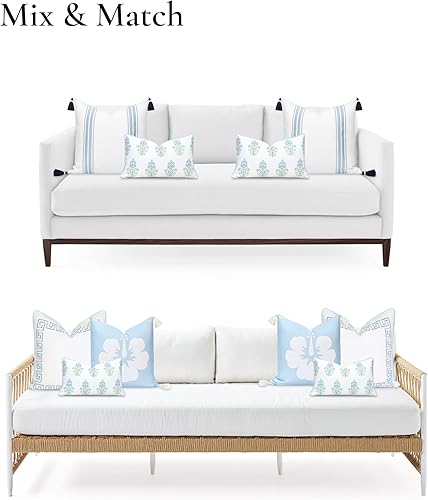 Miniatura 4 de Hofdeco Premium Funda de almohada lumbar para interiores y exteriores, solo para patio, 12 x 20 pulgadas, repelente al agua para patio trasero,