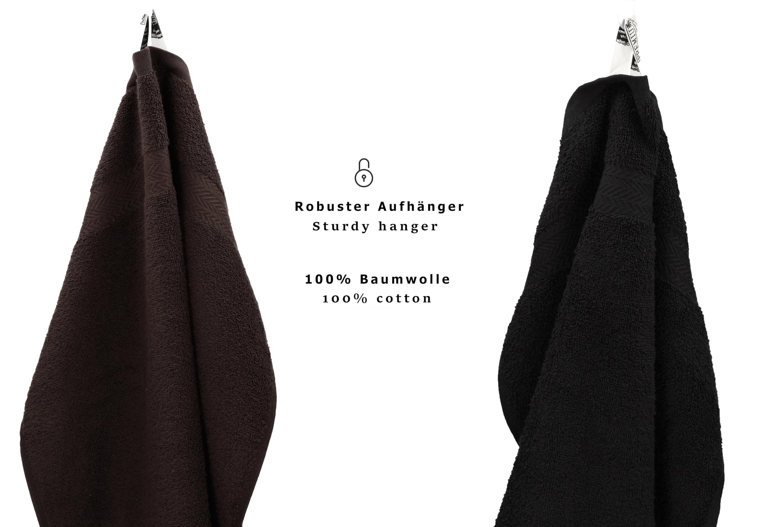 Betz Juego de 10 Toallas Classic 100% algodón 2 Toallas de baño 4 Toallas 2 Toallas de Mano 2 Toallas Cara de Color Negro y marrón Oscuro