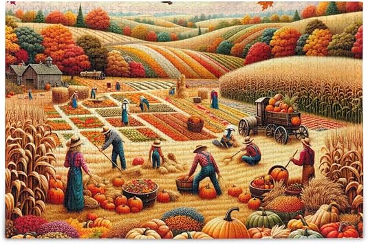 1000 Pieces Jigsaw Puzzle Colorful Autumn Harvest Orange Sturdy 2mm Puzzle Pieces Fun Family Activity