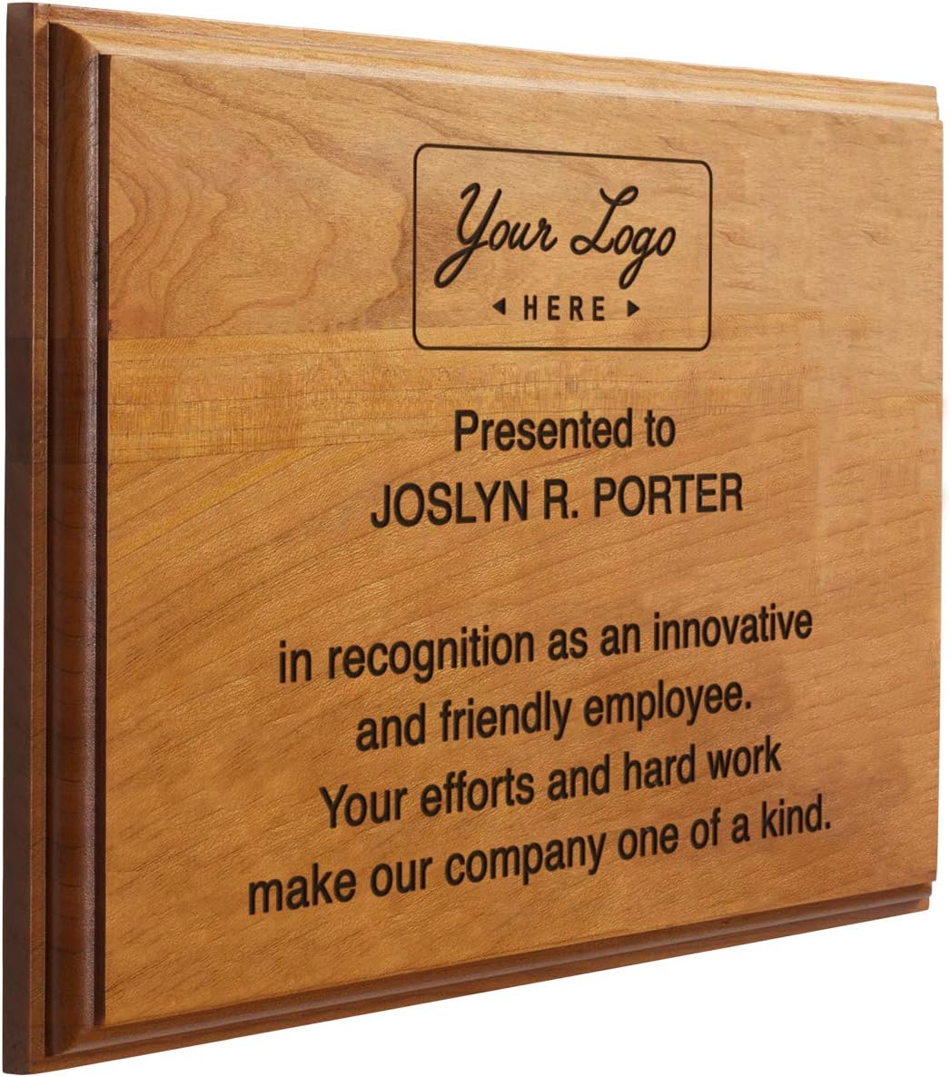 Solid Cherry Award and Recognition Plaque. Great for retirement, corporate awards, school, and sporting events. (9 x 12")