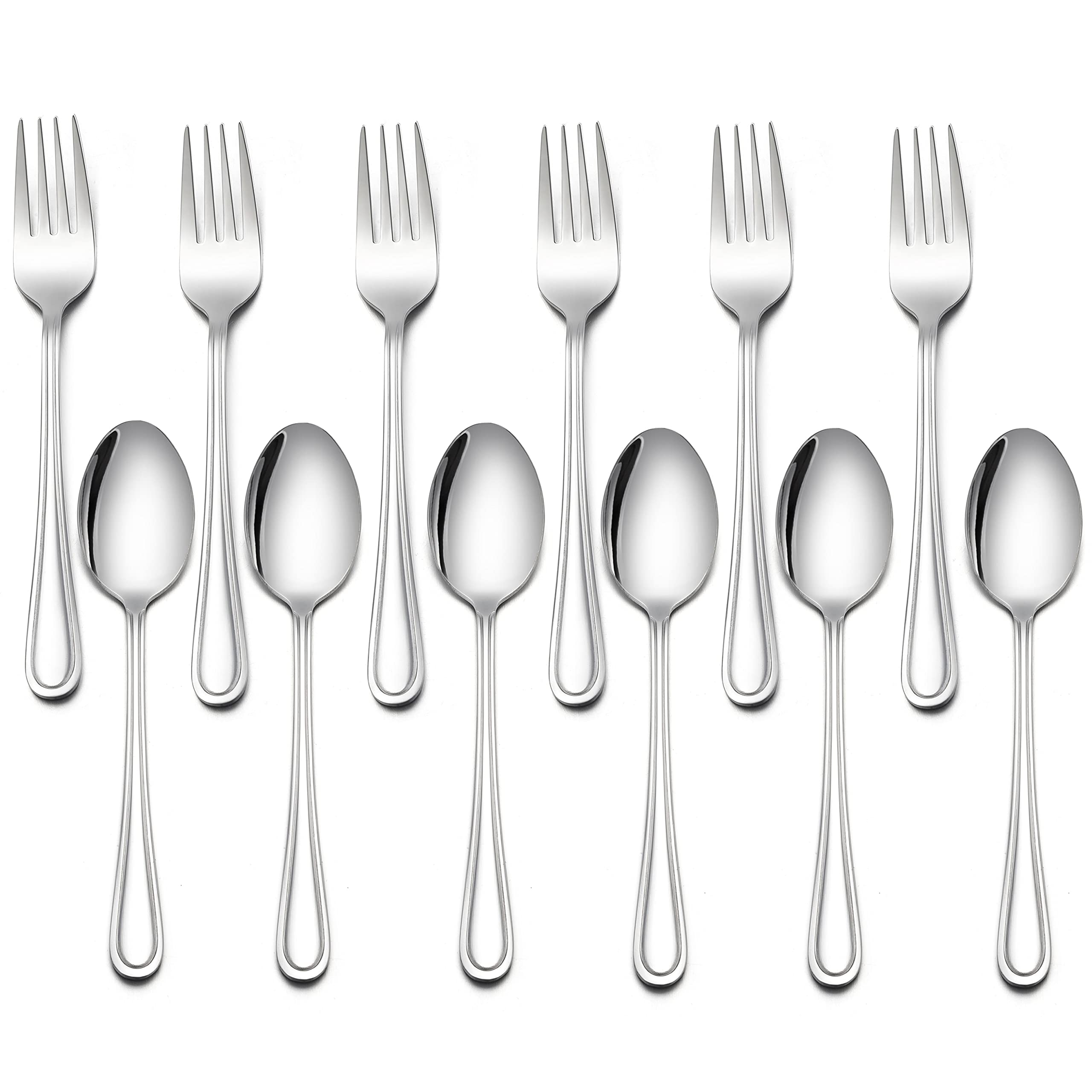 LIANYU 16-Piece Kids Childrens Silverware Set, Include 8 Kids Spoons and 8 Kids Forks, Stainless Steel Toddler Utensils Flatware Set, Child Cutlery