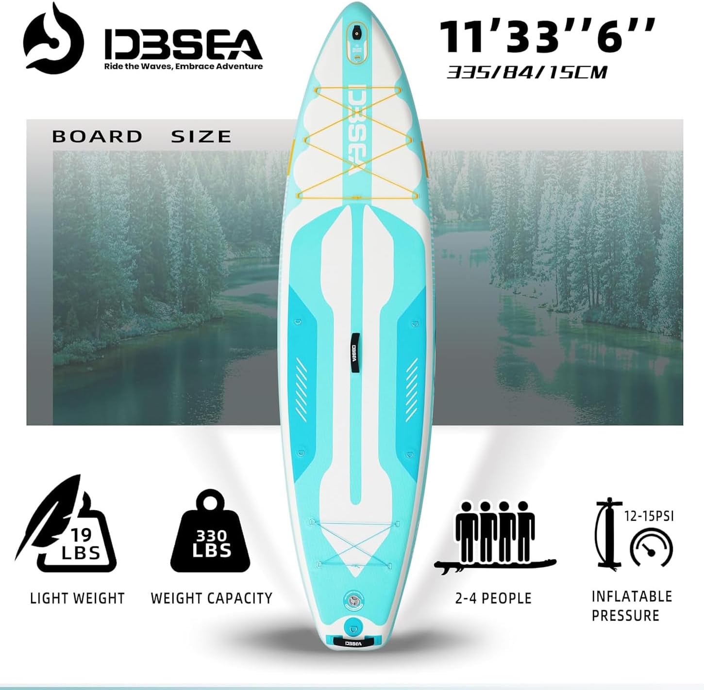 11 ft Inflatable Paddle Board with SUP Accessories, Non Slip EVA Deck, Extra Long Extra Wide iSUP, All Around Stand Up Paddle Board for Adults & Youth