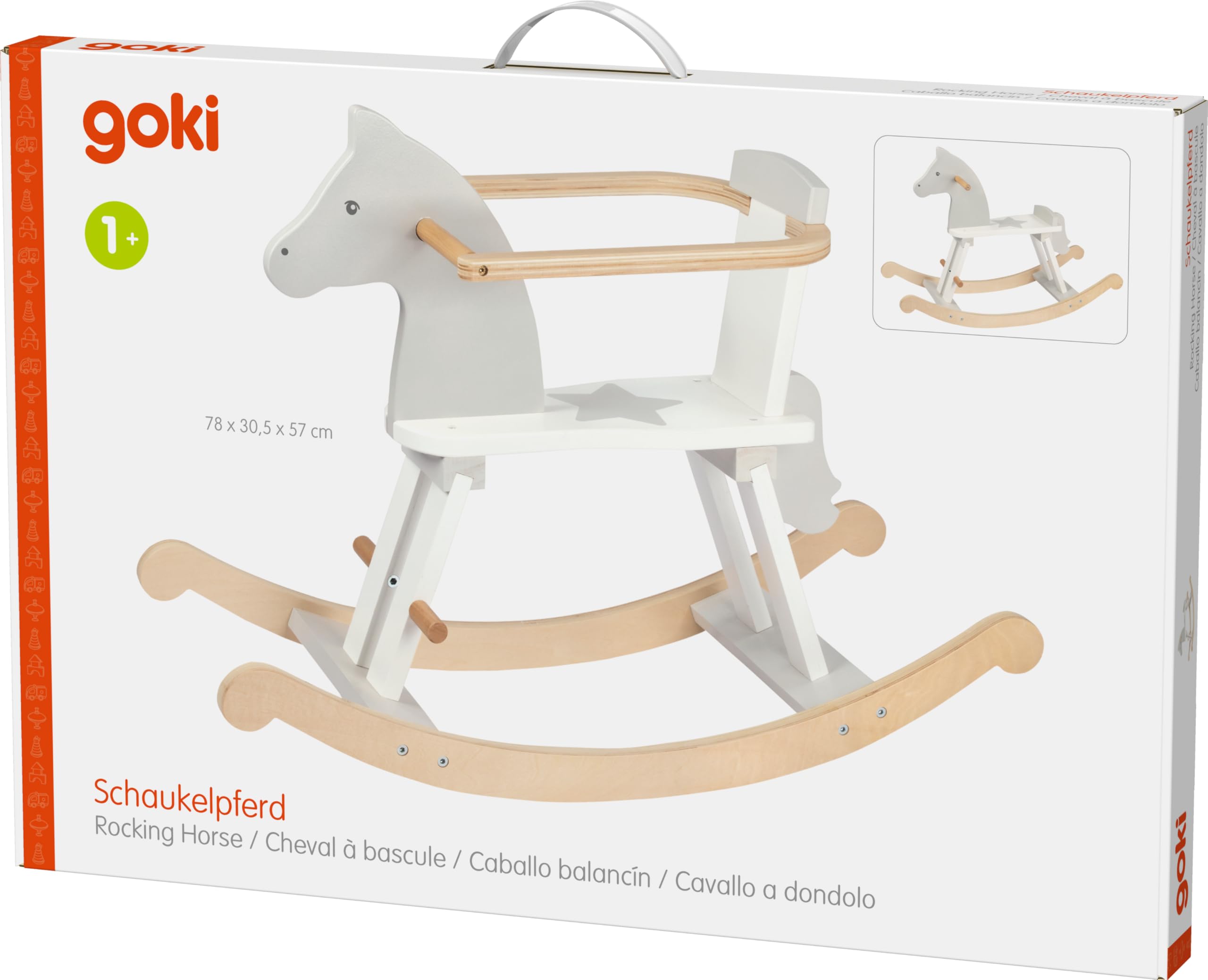 GOKI- Caballo balancín Juguetes para apilar y Encajar, Azul (53933)