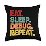 Eat Sleep Debug Repeat Funny Programmer Coding Throw Pillow