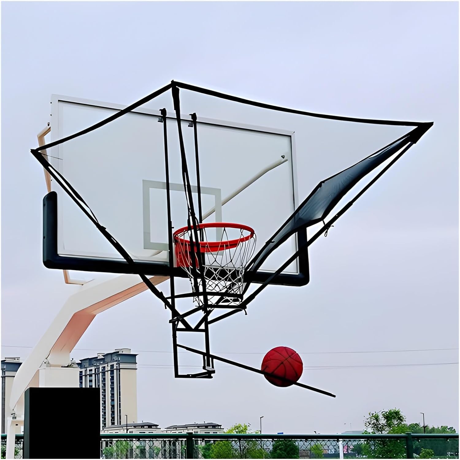 Shot Basketball Returner Rebounder for Training Portable Return Attachment for Indoor Outdoor Net with Rotating Chute