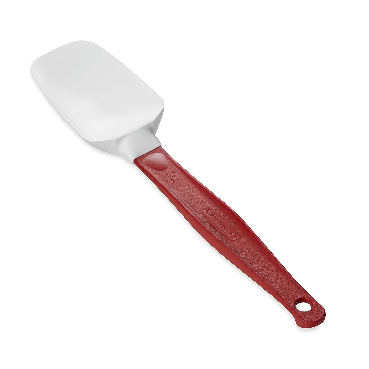 Rubbermaid Commercial Products High Heat Resistant Silicone Heavy Duty Spatula/Food Scraper 9.5″ 500 Degrees F Red Handle for Baking/Cooking/Mixing Commercial Dishwasher Safe