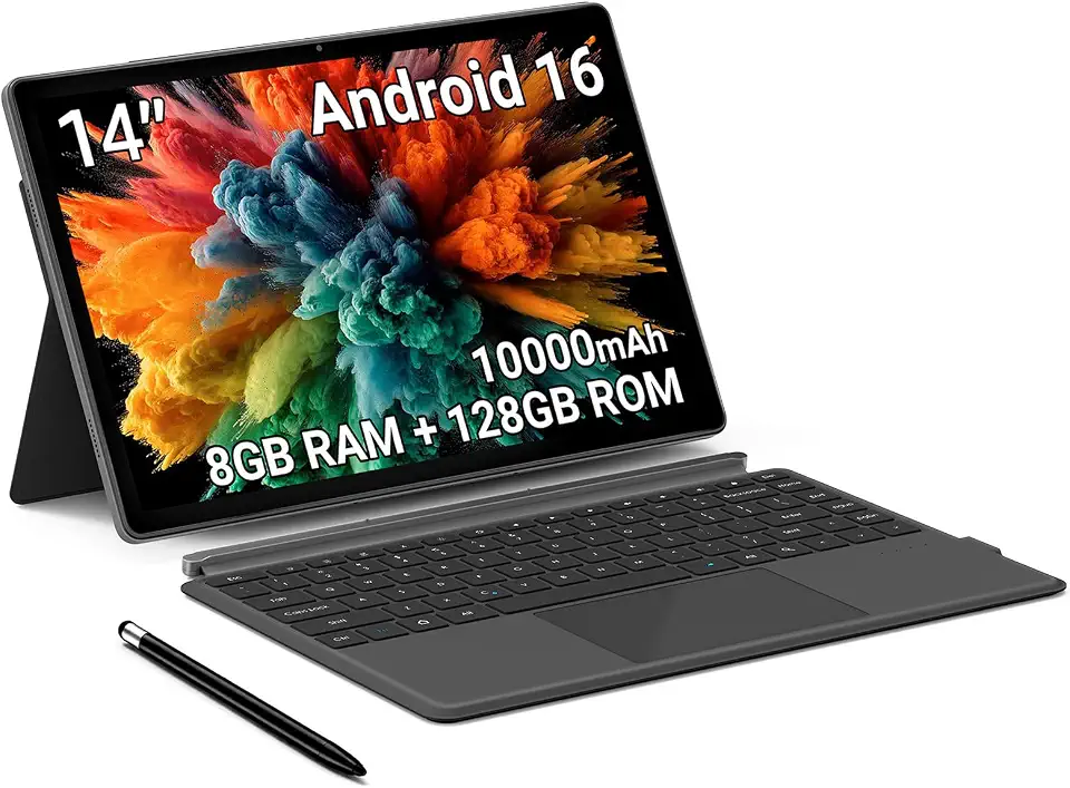 Maxsignage 14 inch Large Screen Tablet, 2026 Android 15 Tablets, 8GB RAM+128GB ROM(1TB Expandtion), 10000mAh Battery 18W Charging, 1920 * 1200 IPS FHD Display Large tableta, WiFi 6 & Bluetooth