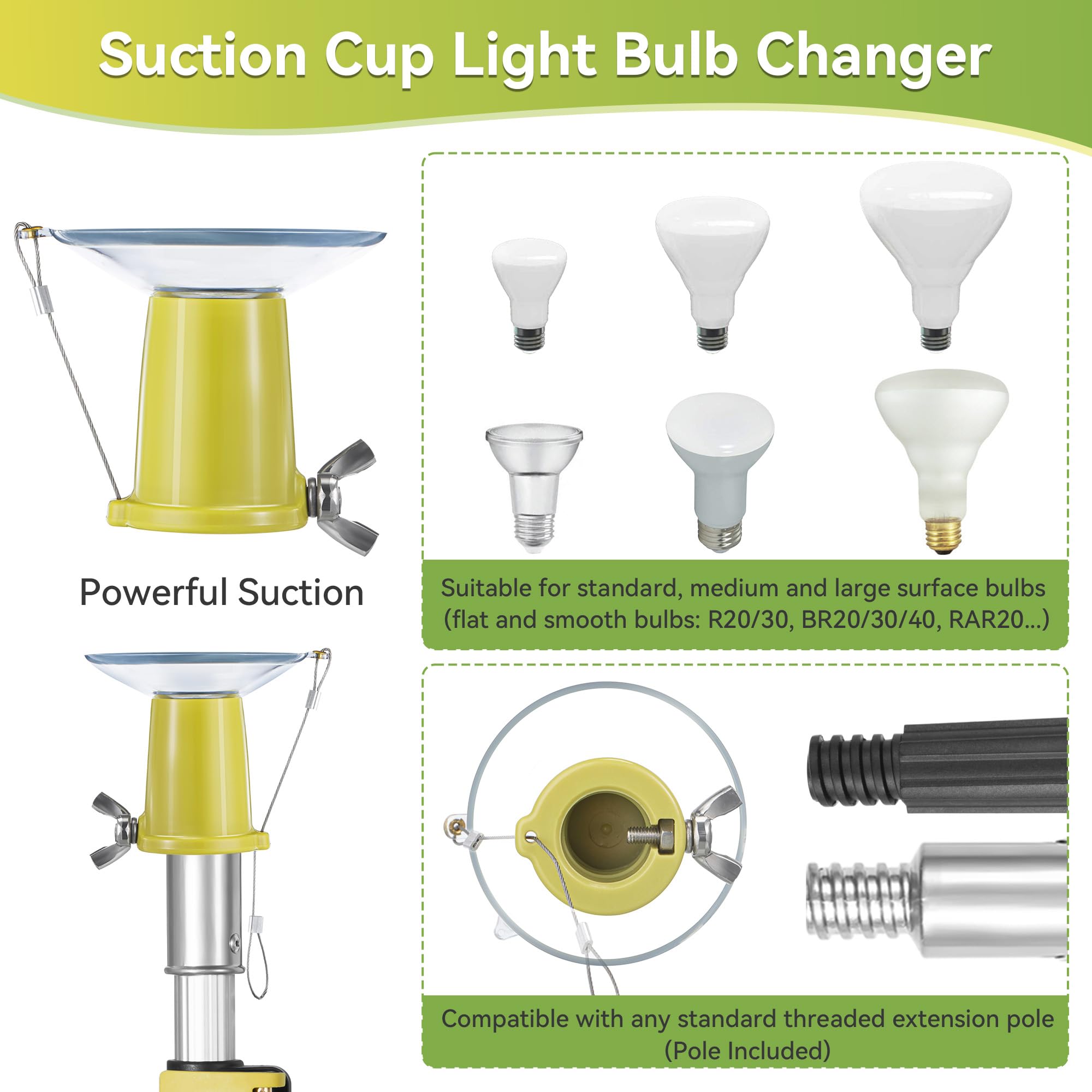 Dreyoo Light Bulb Changer for High Ceilings and Recessed Lights w/ 3 to