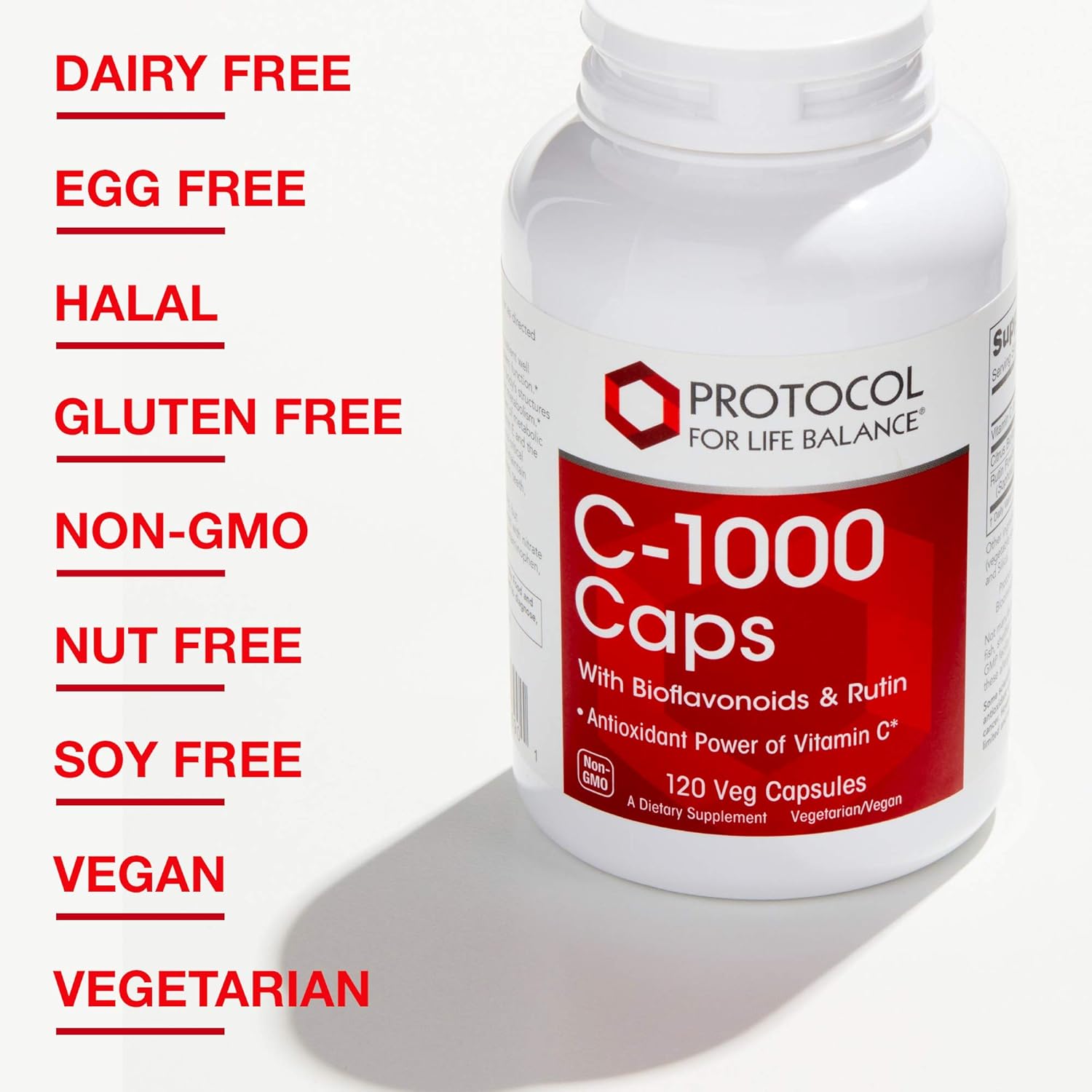 Protocol For Life Balance - C-1000 Caps with Bioflavonoids and Rutin - Antioxidant Power of Vitamin C, Supports Healthy Immune System Function, Provides Cellular Protection - 120 Veg Capsules