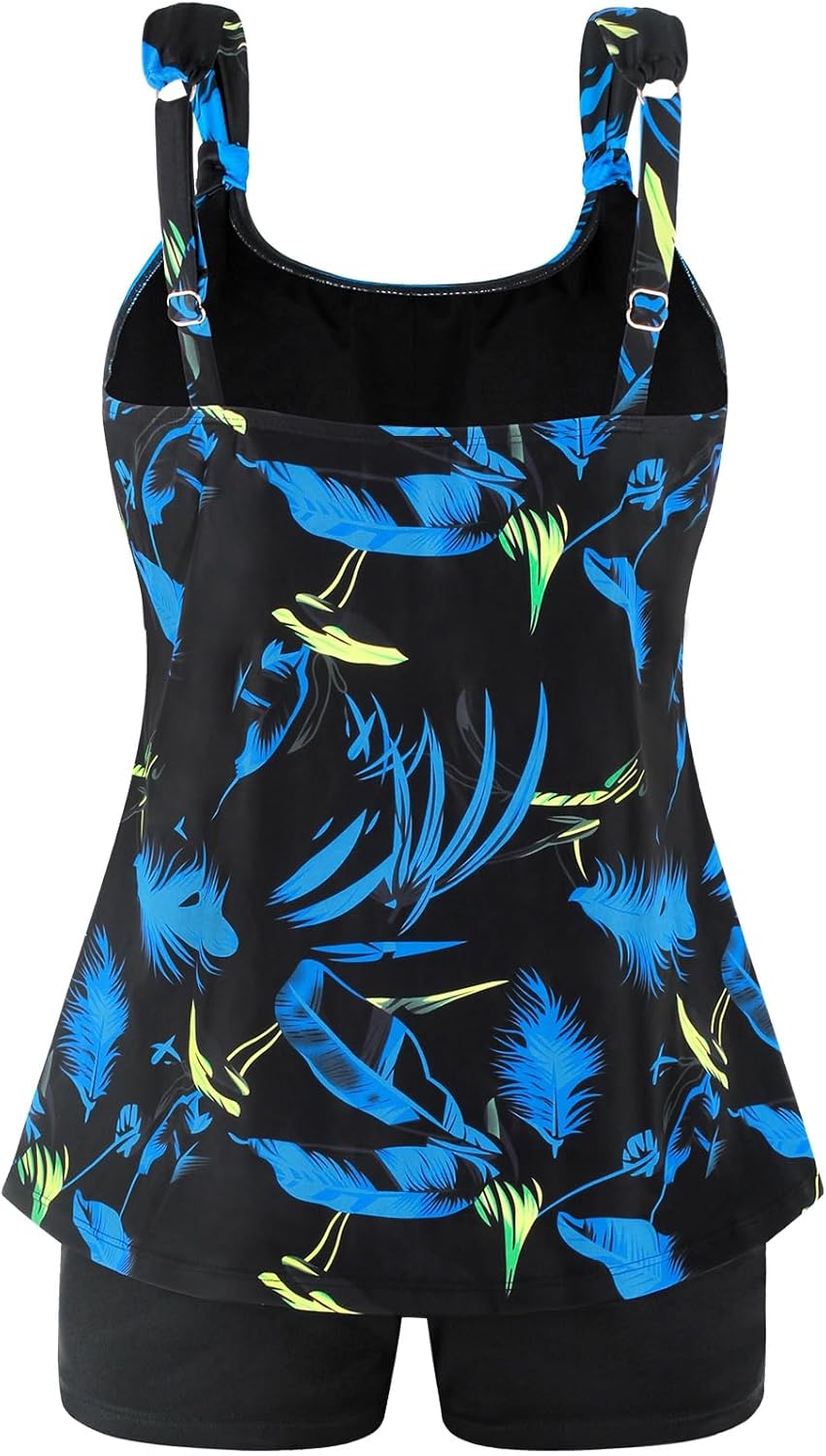 Ocean Blues Women's Tankini Swimsuits Two Piece Bathing Suits Loose Fit Tank Top with Boyshorts - Image 4